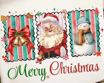 Feliz Navidad PNG, Navidad retro PNG, Papá Noel navideño PNG, Feliz y brillante PNG, Árbol de Navidad PNG, Navidad femenina