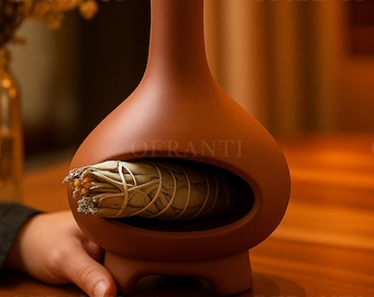 Ceramic Palo Santo Holder & Sage Burner | Incense Holder for Desk | Office | Fountain | Yoga | Meditation | Living Room Decor