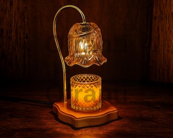 Vintage Dimmable Candle Warmer Lamp with Timer – Floral Design Wax Melt Light for Home Decor, Gifts, Birthdays, Valentine's Day