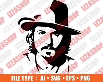 Johnny Depp Stencil Movie Star Cut file, AI SVG PNG Vector Instant Download