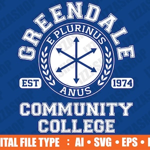 Greendale Community College Tv Show, Cut file, AI SVG PNG Vector Instant Download