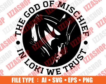 The God Of Mischief Tom Hiddleston , Cut file, AI SVG PNG Vector Instant Download