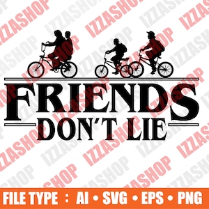 Può includere: Grafica in bianco e nero con tre biciclette e il testo "FRIENDS DON'T LIE".