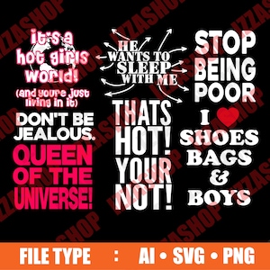 Paris Hilton Quotes on Her T-Shirts Cut file, AI SVG PNG Vector Instant Download