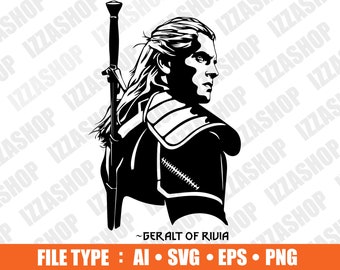 Geralt of Rivia, Cut file, AI SVG PNG Vector Instant Download