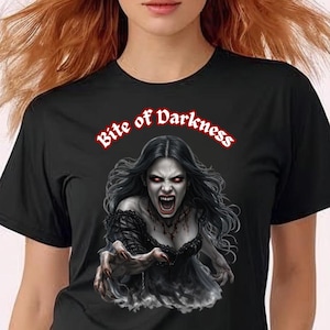 Vampire Aesthetic Shirt - Dark Fantasy Graphic Tee - Gothic Horror T-Shirt - Vampire Girl Clothing - Bite of Darkness