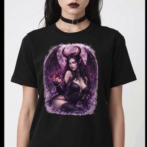 Demonic Angel Gothic Art Tee Gothic Demon Sorceress Shirt -Witchy Dark Fantasy Tee - Occult Magic T-Shirt - Unisex Goth Clothing
