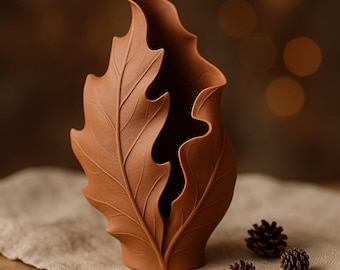 3D-geprinte topvaas Autumn Leaf – Milieuvriendelijke decoratieve gedroogde bloemenvaas