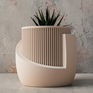 Japandi-kruka med avtagbar droppbricka – 3D-printad eko-kruka för inomhusbruk