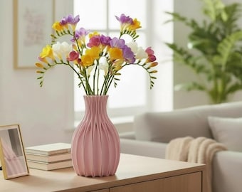 Facetta 3D‑Printed Matte Pink Vase – Eco Friendly Sculptural Modern Home Decor