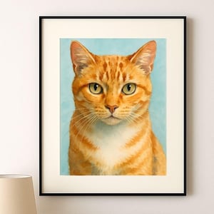 Orange Tabby Cat Watercolour Digital Print