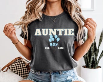 Boy Auntie est. 2026 Shirt, Bella Canvas 3001 Pepper Tee, Auntie Pregnancy Announcement Gift, Future Aunt Shirt, Boy Aunt since 2026 Tee