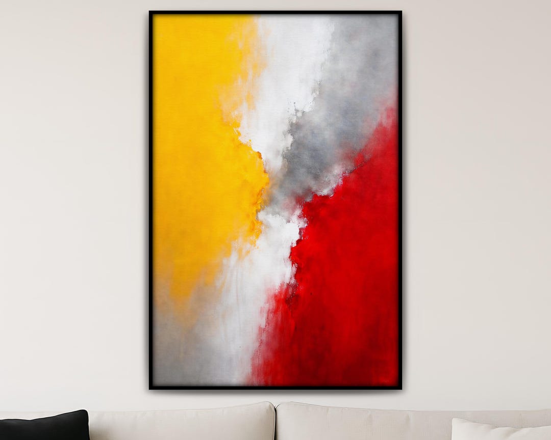 Red Yellow Abstract Wall Art Printable Modern Bold Minimalist ...