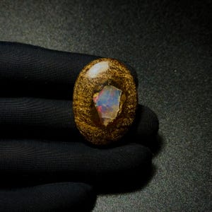 Australian Natural Boulder Opal Gemstone, 50Ct, Matrix Opal Cabs, Loose Opal Stone, Opal Cabochon Gemstone, Multicolor Fire Opal, 34x26x7MM