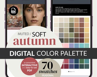 Soft Autumn Color Palette - Digitale Muster für das Telefon • 70 Farben (Muted Autumn, PDF Download)