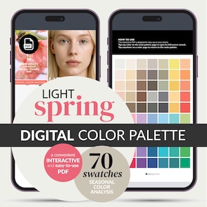 Paleta de colores primaverales claros: Muestras digitales en PDF para teléfono • 70 colores (descarga instantánea)
