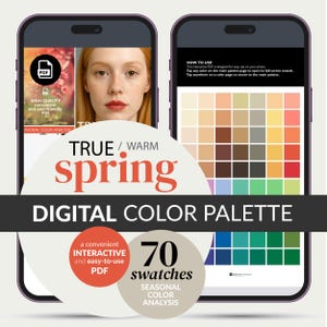True Spring Color Palette – Digital Swatches for Phone • 70 Colors (Warm Spring, PDF Download)