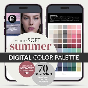 Soft Summer Color Palette – Digital Swatches for Phone • 70 Colors (Muted Summer, PDF Download)