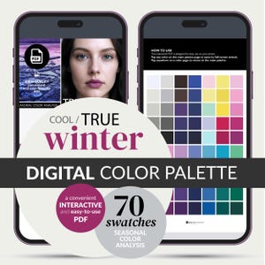 Paleta de colores de invierno auténtico: muestras digitales para teléfono • 70 colores (Invierno frío, descarga instantánea)