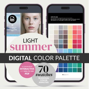 Paleta de colores claros para verano: muestras digitales en PDF para teléfono • 70 colores (descarga instantánea)