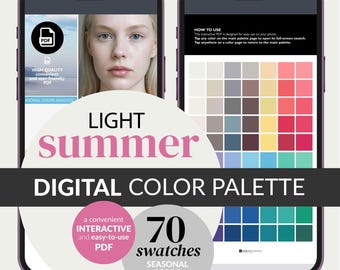 Light Summer Color Palette – PDF Digital Swatches for Phone • 70 Colors (Instant Download)