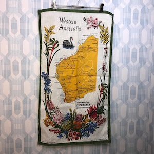 Esperance Western Australia - Vintage Tea Towel in Linen/Cotton - Made in Poland