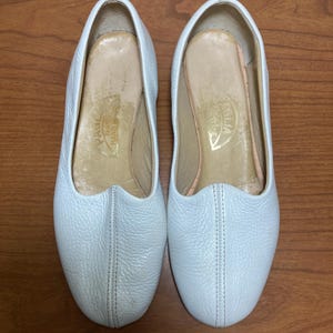 MOD 60s Slip on Loafers in Soft White Leather - Handmade by Paglia - Size 8