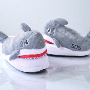 Fuzzy Shark Slippers: Funny Winter Cotton House Shoes