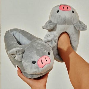 Pantuflas de cerdo peludo: zapatos de interior de felpa para mujer en invierno