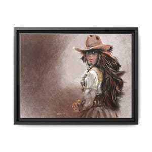 Framed Western Cowgirl Art Print, Wild West Decor, Cowboy Portrait, Rustic Home Decor, Western Themed Gift, Vintage Style Wall Art
