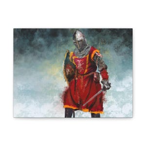 Knight Warrior Canvas Art, Medieval Home Decor, Battle Wall Art, Fantasy Art Print, Gift for Gamer