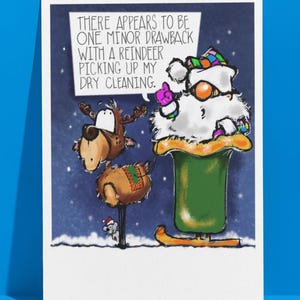面白いサンタのクリスマスカード、面白いトナカイのグリーティングカード、ホリデーの気まぐれな季節のカード