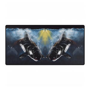 Orca, Killer Whale-Inspired Desk Mat, Ocean Decor Gift, Home Office Desk Accessory, Wildlife Desk Pad, Nature Lover&#39;s Office Mat