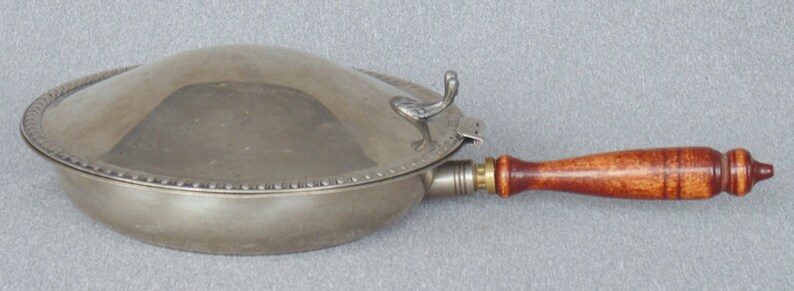 Silver Plated Bed Warmer Wooden Handle Nice Condition