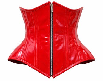 Rotes Hochleistungs-Doppelt-Stahl entbeintes Unterbrust-Taillentrainer PVC-Korsett mit Reißverschluss