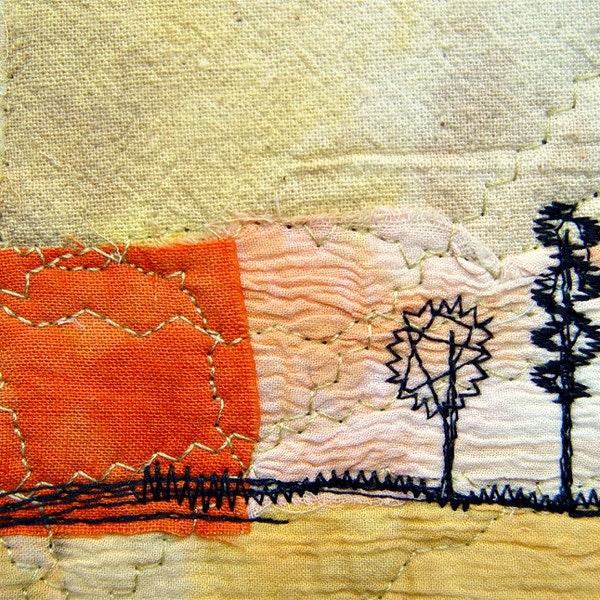 Fiber art card - Sunset