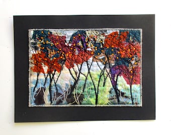 Autumnal dance, embroidery art in a small size