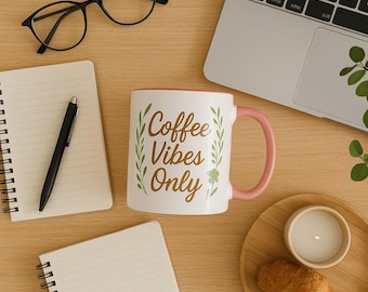 Taza Coffee Vibes Only: Vajilla de cerámica motivacional