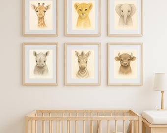 Safari Nursery Animal Prints, Neutral Baby Room Decor (Digital Download)