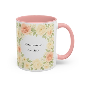 Personalized Floral Coffee Mug: Custom Name Gift