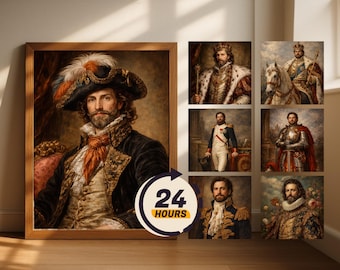 Retrato de rey renacentista a partir de foto / Retrato real personalizado / Arte / Retrato histórico Regalo de retrato personalizado / Retrato humano