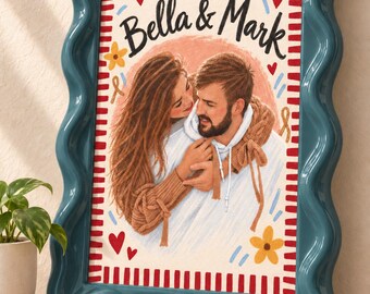 Custom Portrait | Personalised Couple Portrait  | Hand Drawn Portrait, Family Portrait from Photo Cute Couple illustration Digital Art