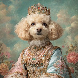 Retrato de mascota personalizado, retrato de perro renacentista de la reina y el rey a partir de una foto, diseño de arte digital con retrato de mascota real, arte de retrato imagen 11