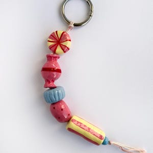 Handmade Candy Keychain | Colorful Salt Dough Beads | Whimsical Bag Charm | Unique Gift