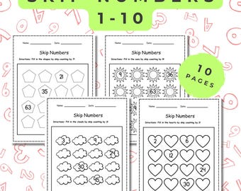 Skip Counting 1-10 Activity: Printable Math Practice Worksheets for Kids