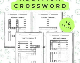 Addition Crossword Puzzles | Math Worksheets for Kids (PDF)