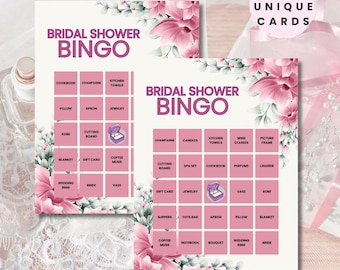 Bridal Shower Bingo Game – 40 Boho Floral Cards (Digital Download)