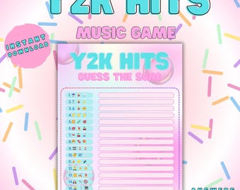 Y2K Music Emoji Pictionary: 2000s Trivia Game (Instant Download)