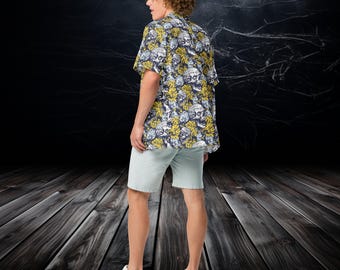 Zombie Hawaiian Style Dress Shirt - Yellow and Blue