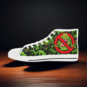 Slimer Ghostbusters Sneakers | Playful Slimer Pattern | Ghostbusters Fan Footwear | Retro 80&#39;s Fan Art